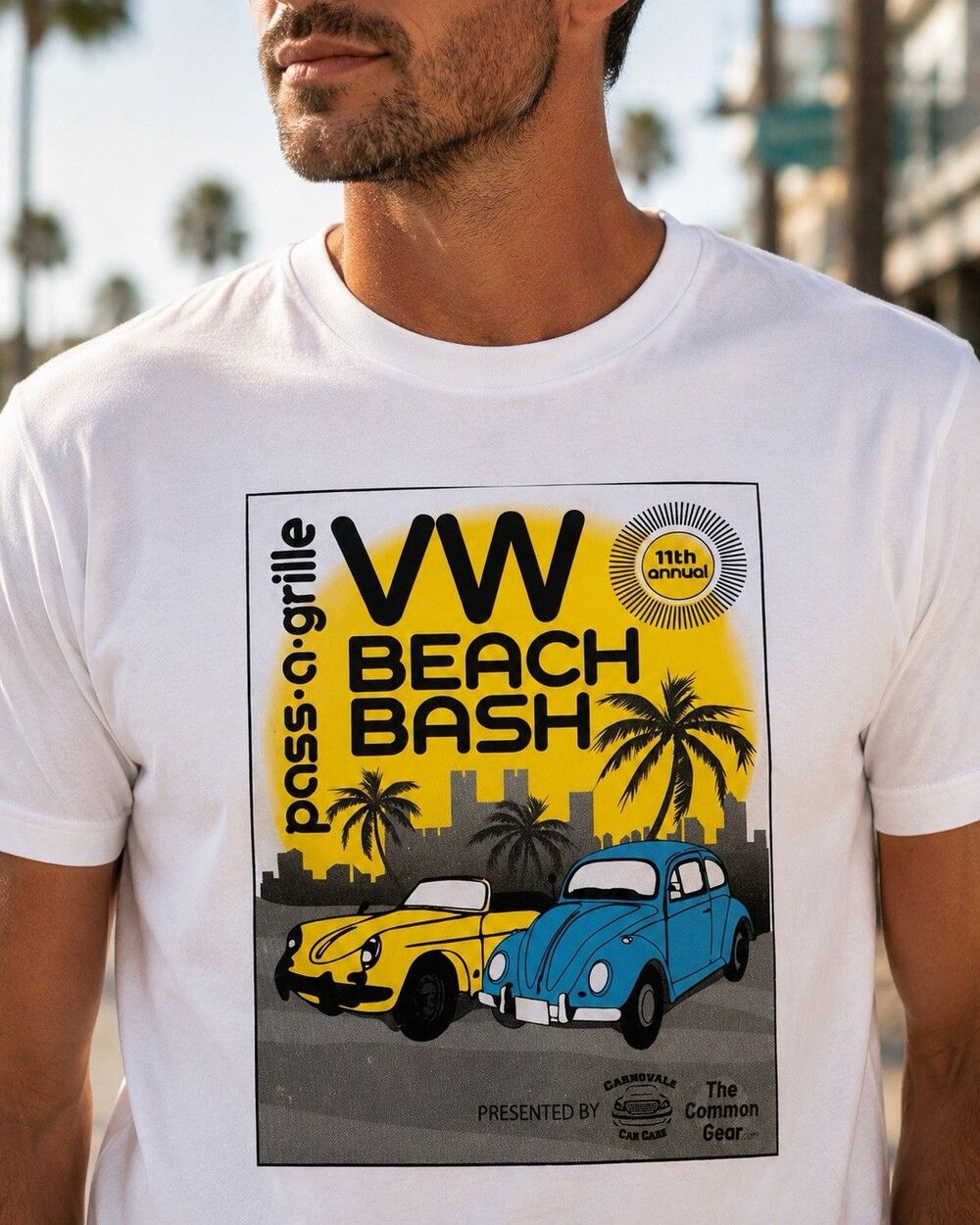 VW Beach Bash Pass-A-Grille Florida T-Shirt Medium White Volkswagen Car Show Tee